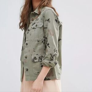 CoffeeShop Olive Floral Utility Jacket